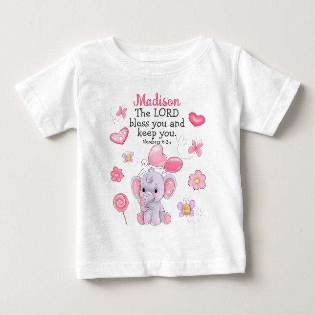 Camisa Blessing Scripture Cute Girl Nome Personali (Frente)