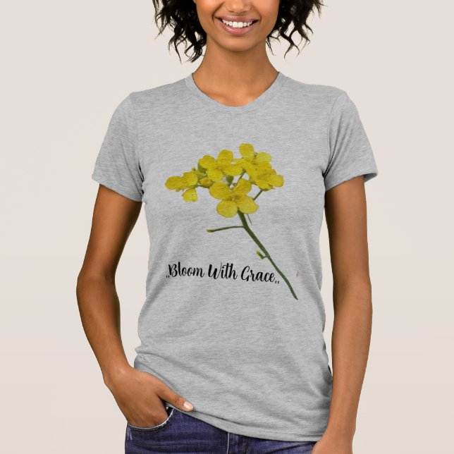 Camisa "Bloom with Grace: Mostarda Flor Design T (Frente)