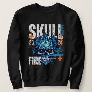 Camisa Blue Flame Skull - Edgy Streetwear