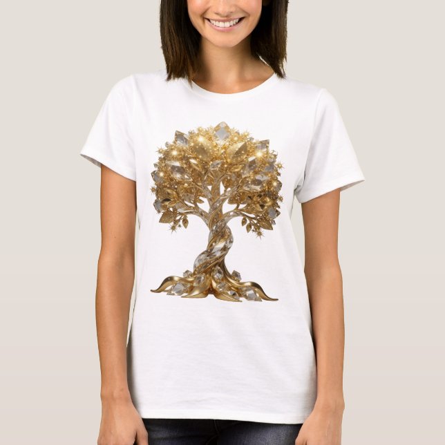 Camisa Bold Prata ÁRVORE DORADA DA VIDA Design (Frente)