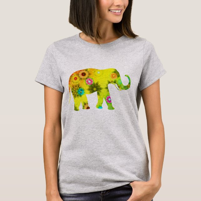 Camisa bonito de elefante artístico colorido (Frente)