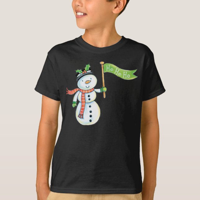 Camisa bonito do Natal do boneco de neve (Frente)