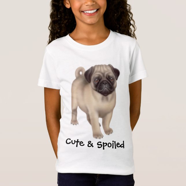 Camisa bonito & estragada do Pug das meninas da (Frente)