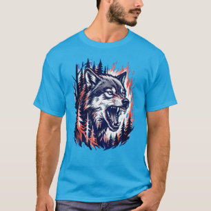 Camisa Born Wild Wolf – Gráfico de Animal da Flore