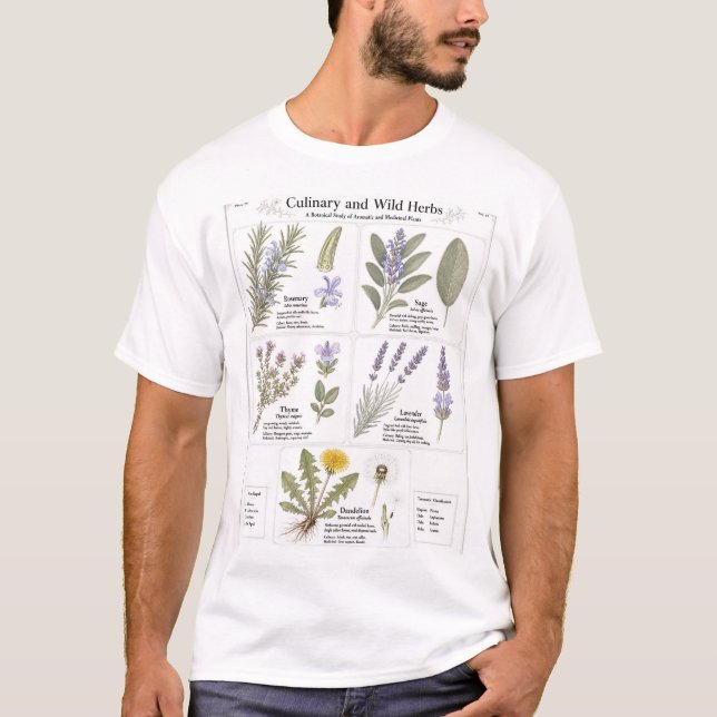 Camisa Botânica de Ervas Culinárias Vintage, Cotta (Frente)