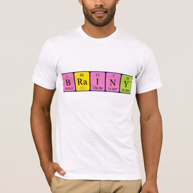 Camisa Brainy com nome de mesa periódico (Frente)