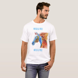Camisa branca colorida de cavalo Selvagem & Livre