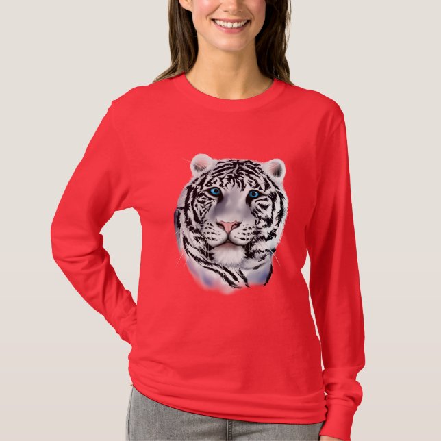 Camisa branca da cara do tigre (Frente)