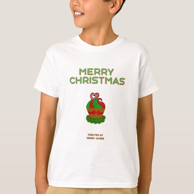 Camisa branca de Cupcake de Natal (Frente)