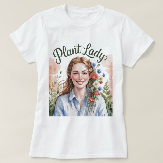 Camisa Branca de Dama das Plantas (Frente do Design)