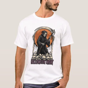 Camisa Branca de Gravura Vintage do Ceifador do Ha