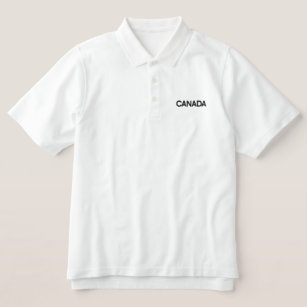 Camisa branca de polo clássico bordada no CANADÁ