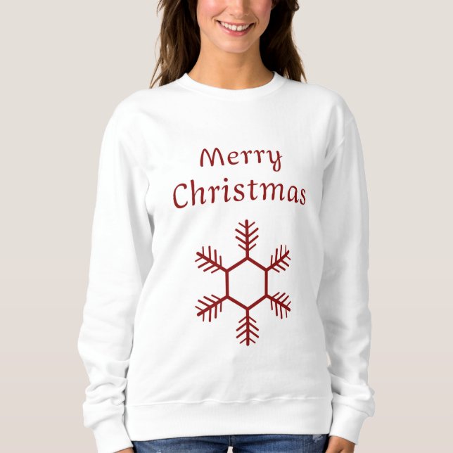 Camisa branca de suéter Feliz jovem Natal (Frente)