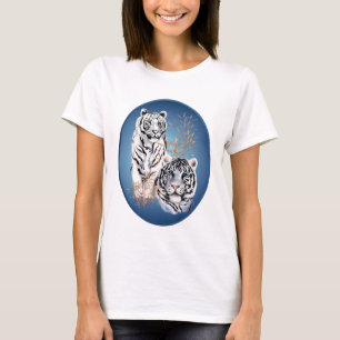 Camisa branca do Oval de dois tigres