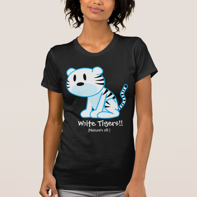 Camisa branca do texto do tigre (Frente)