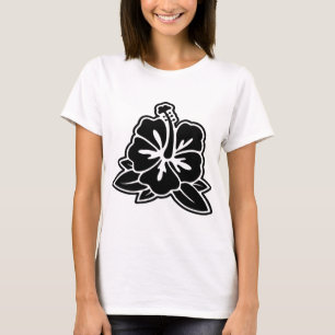 Camisa branca - hibiscus preto