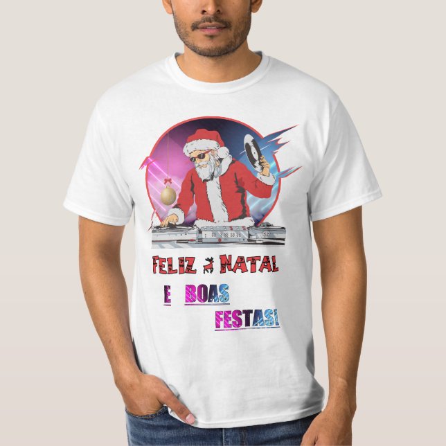 Camisa branca Papai Noel DJ (Frente)