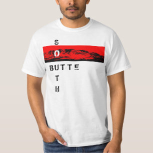 Camisa branca vermelha sul do montículo "O"