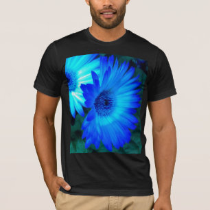 Camisa brilhante das margaridas azuis T