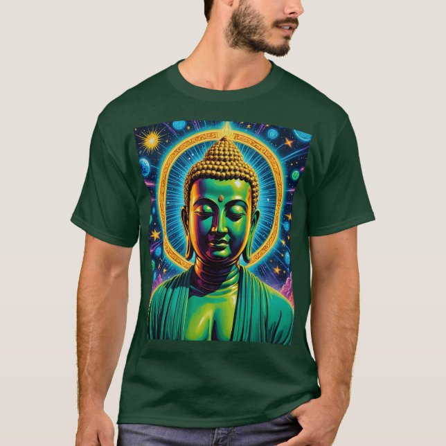 Camisa Brilhante Psicodélica Cosmica Buda (Frente)