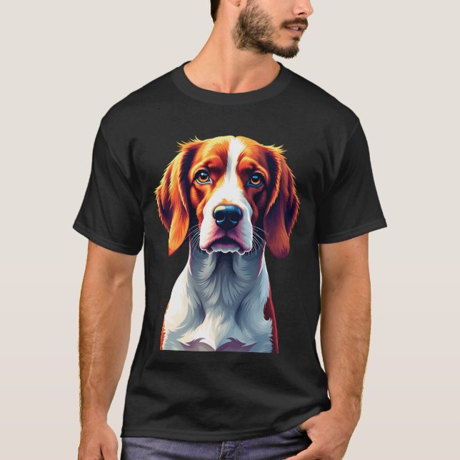 Camisa C da Cara do Cachorro do Brittany Spaniel F (Frente)