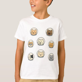 Camisa Cabeças de Catstronauta Fofa para Crianças