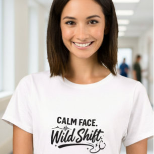Camisa Calma Rosto Turno Selvagem Mulher Enfermeir