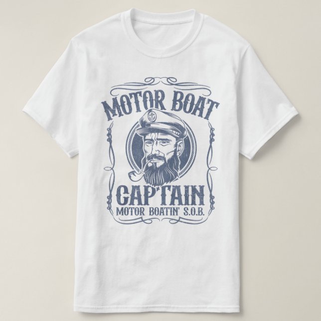 Camisa Capitão de barco a motor masculino (Frente do Design)