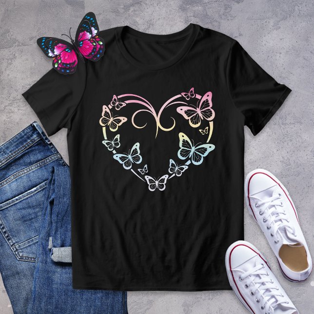 Camisa Cardíaca Elegante Pastel Butterfly (Criador carregado)