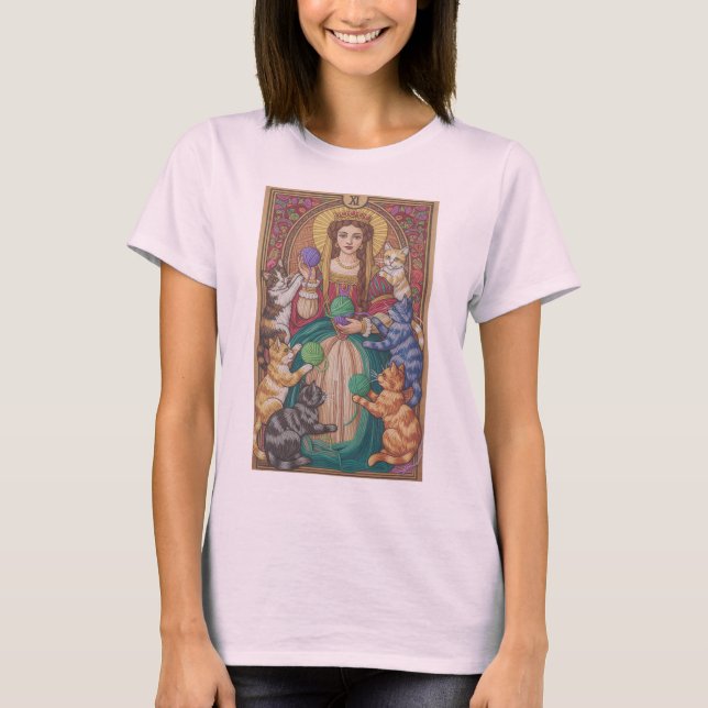Camisa Carta de Tarot Rainha dos Gatos, Design de  (Frente)