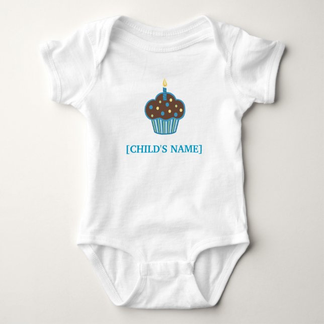 Camisa castanho chocolate e azul do cupcake do (Frente)