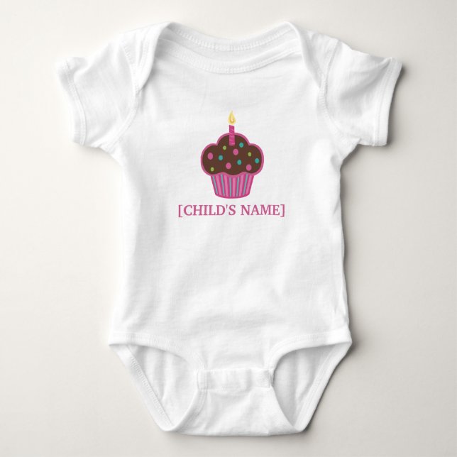 Camisa castanho chocolate e cor-de-rosa do cupcake (Frente)