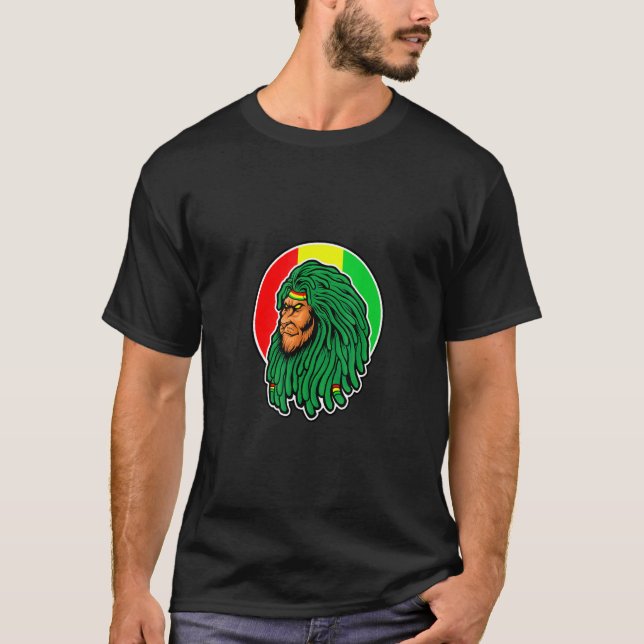 Camisa Casual Rasta Lion Rastafari com Estampa Grá (Frente)
