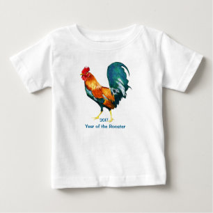 Camisa chinesa do bebê do ano novo do galo 2017