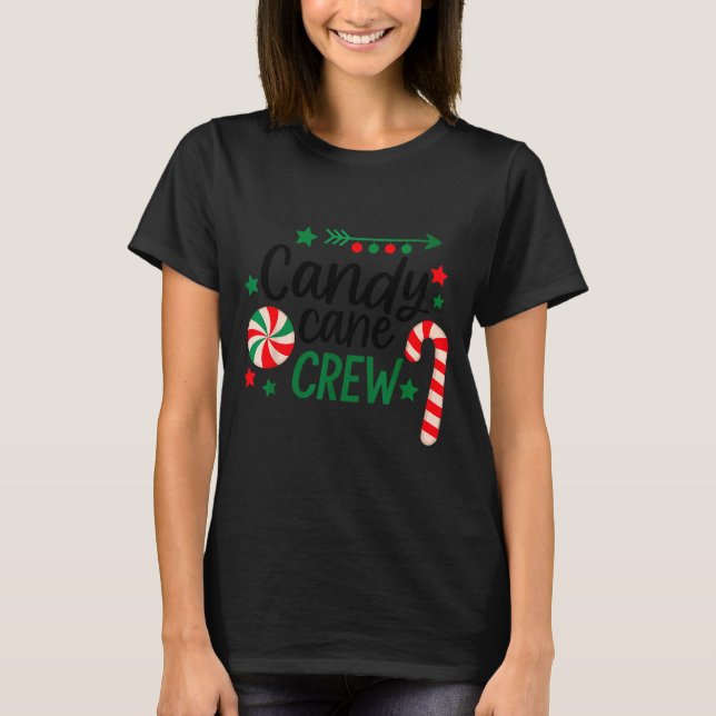 Camisa Christmas Candy Cane Crew para Mulheres Men (Frente)