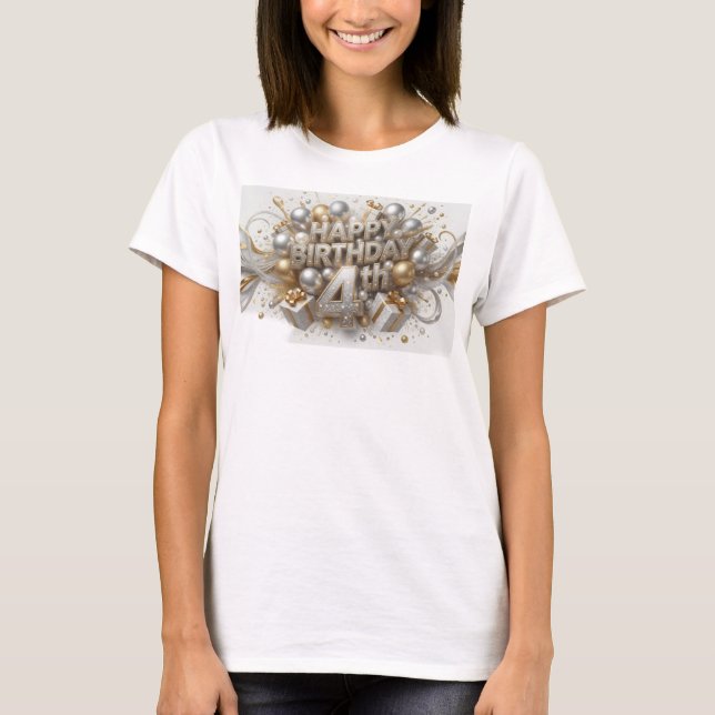 Camisa Citação 4º ANIVERSÁRIO Colorida da Moda (Frente)