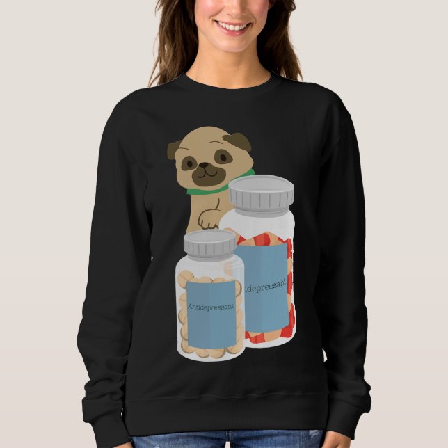 Camisa Clássica de Camisa 882 de Pug Antidepressiv (Frente)