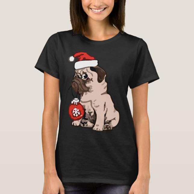 Camisa Clássica de Pug Natal 168 (Frente)