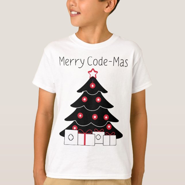 Camisa Código Natalino Árvore de Natal Codificada (Frente)