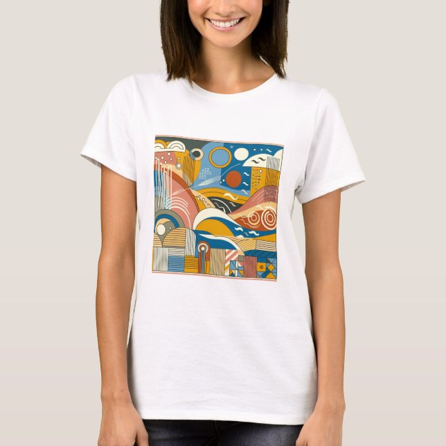 Camisa colorida de abstrato para mulher (Frente)