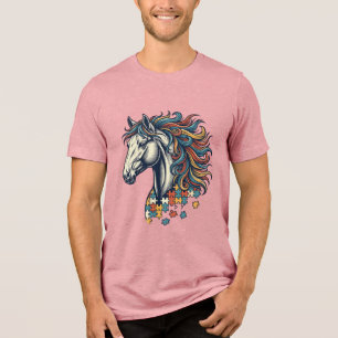 Camisa Colorida Peça de Cavalo Vintage Engraving T