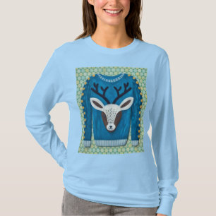 Camisa com Arte de Suéter Feio de Rena