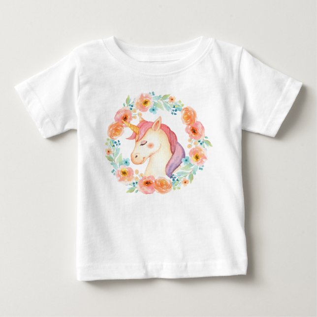 Camisa com Babado de Unicórnio em Guirlanda de Aqu (Frente)