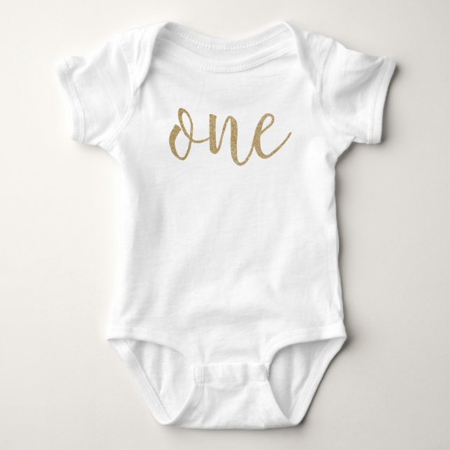 Camisa com Brilho Falso para Primeiro Aniversário (Frente)