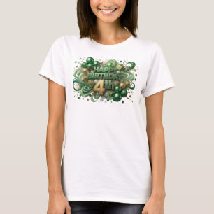 Camisa com Citação de ANIVERSÁRIO FELIZ 4º em Verd