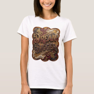 Camisa com Citação Statement Gold DREAM BIGGER