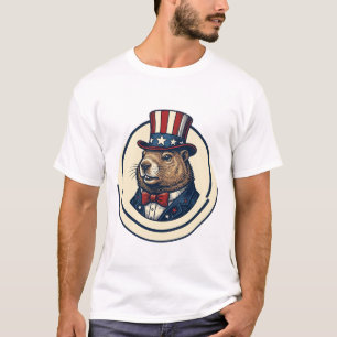 Camisa com Desenho de Gravura Vintage de Marmota P