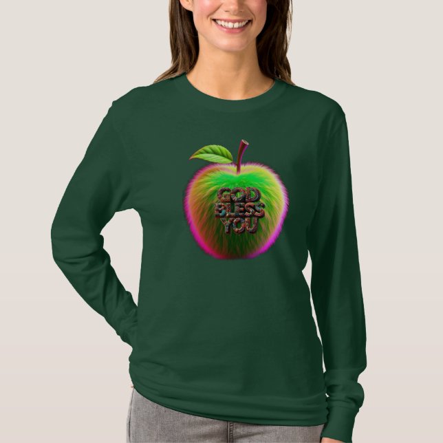 camisa com desenho de maçã verde (Frente)