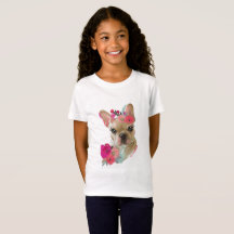 Camisa com design de arte floral de buldogue franc