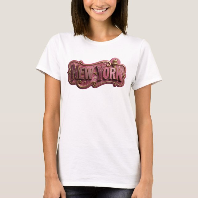 Camisa com Design Dourado Divertido NEW YORK (Frente)